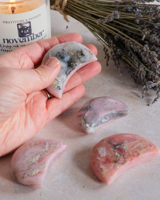 Cherry Opal Moon Carving