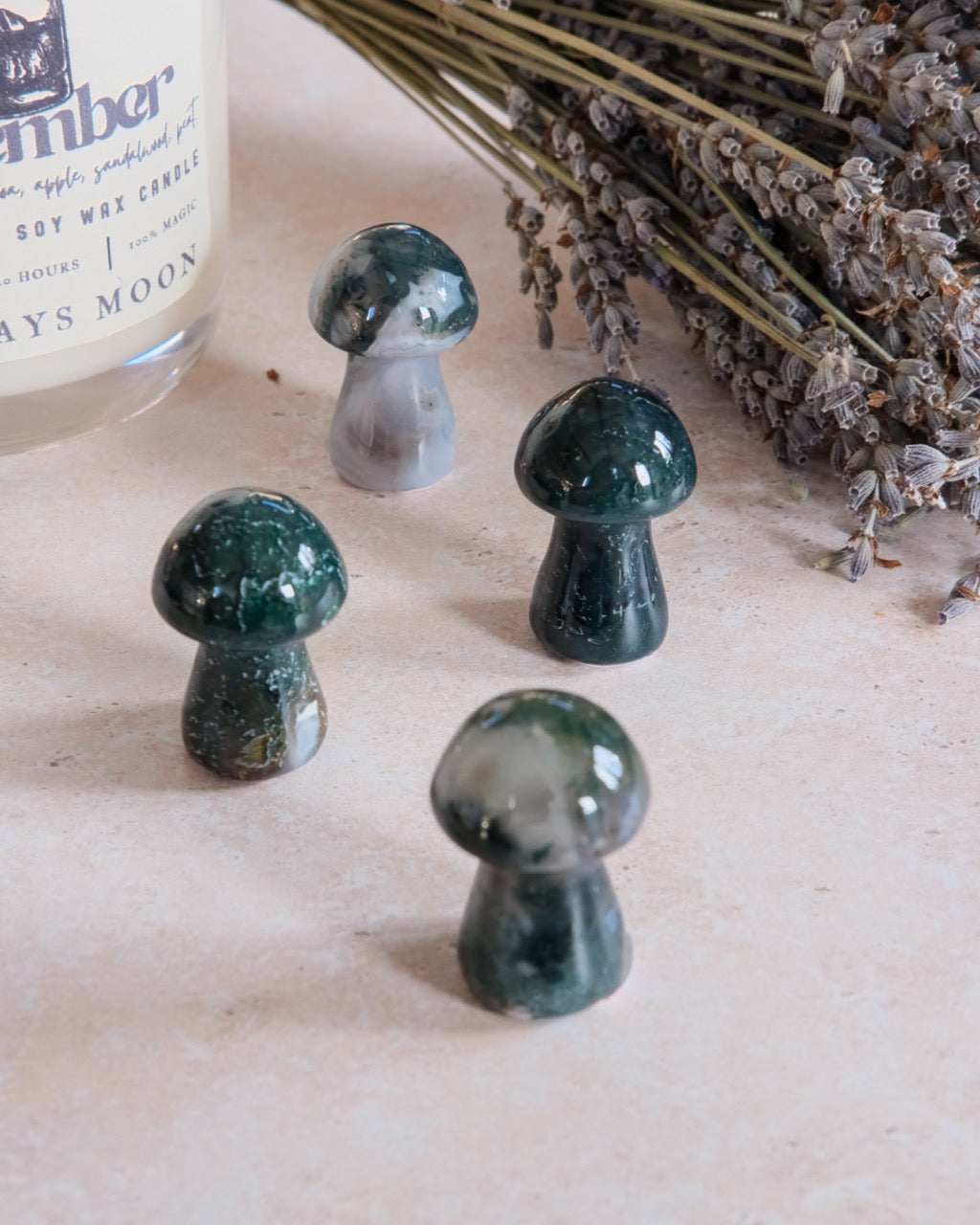 Green Moss Agate Mushroom