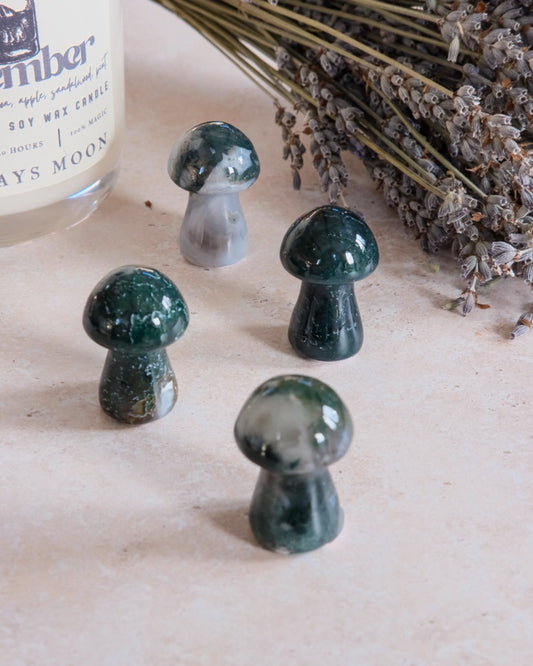 Green Moss Agate Mushroom